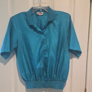 Vibrant Blue Short Sleeve Blouse